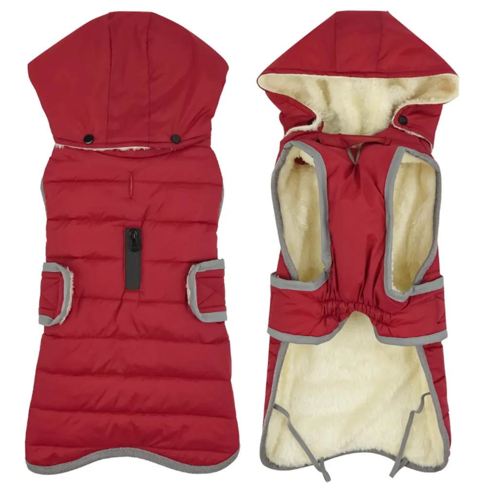 Detachable Hooded Pet Clothing Camo Dog Clothes - Wine Red