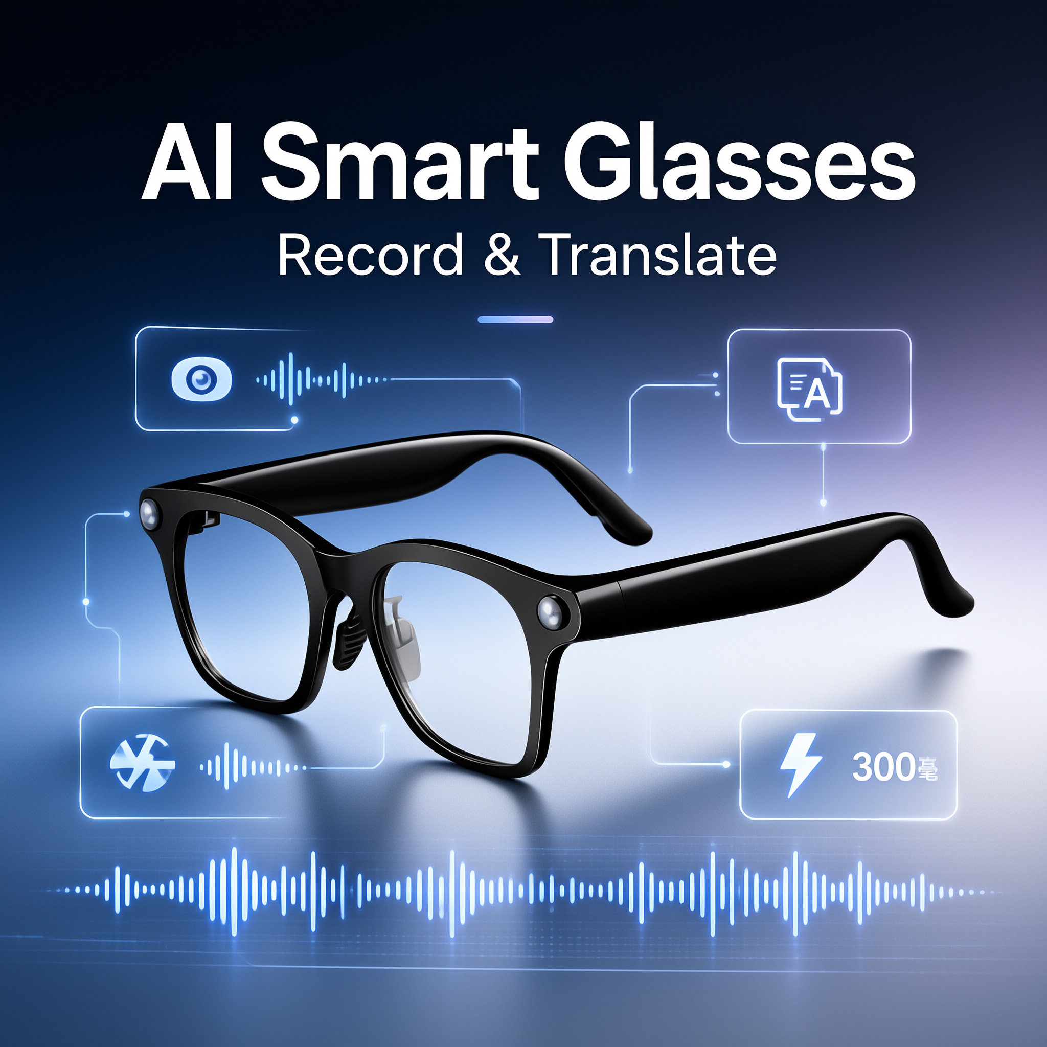 AI Smart Glasses With Camera HD Video RecordingAudio To Text Transcription Multimedia Meeting Notes Glasses For Office Work