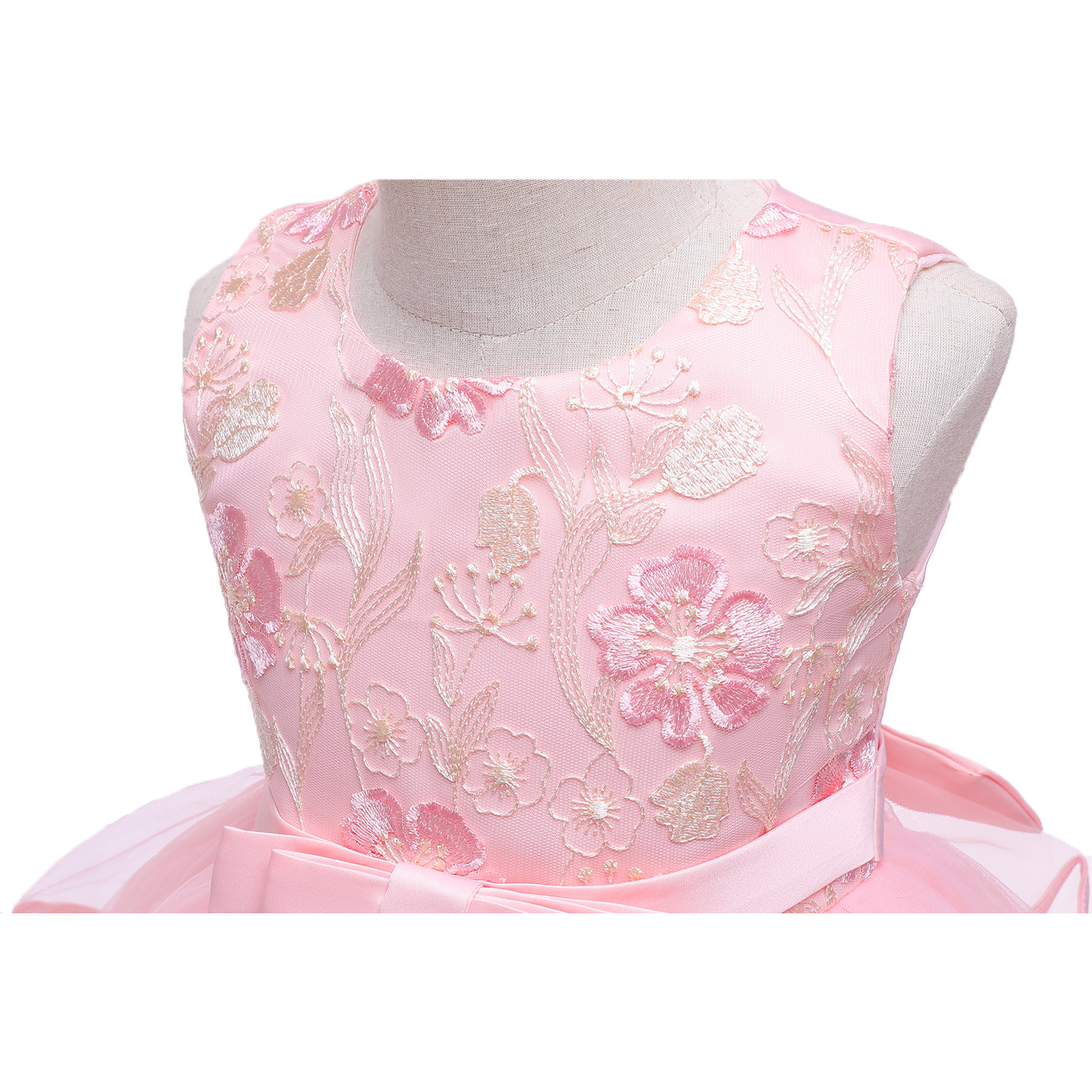 Children's Girls Mesh Vest Solid Color Dress