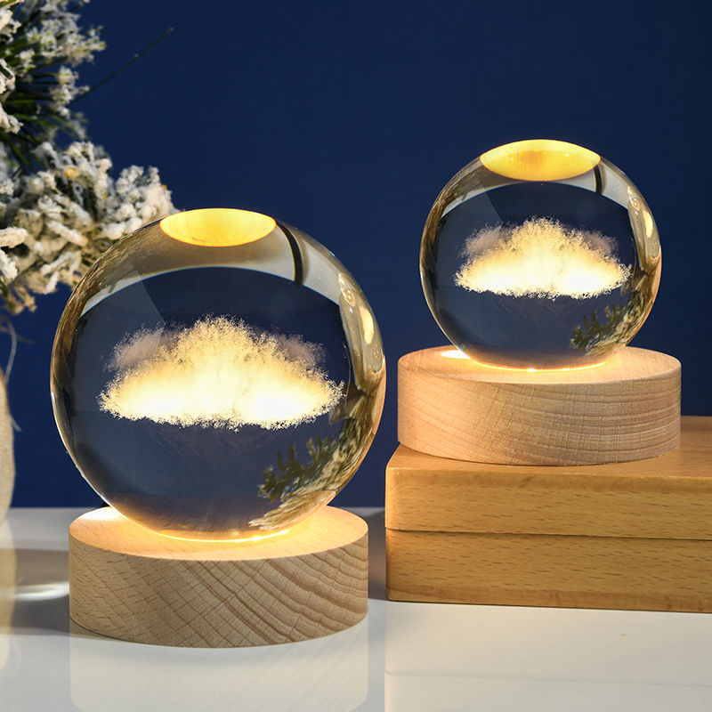 Luminous Starry Sky And Planets Moon Moon Crystal Ball Small Night Lamp 