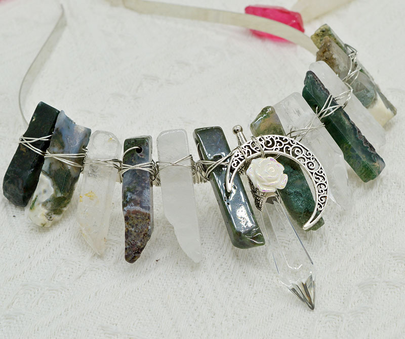 Natural Crystal Column Handmade Crown Hair Accessories — foto 7