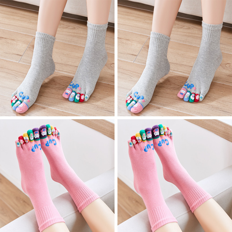 Title 4, Five Finger Socks Pure Cotton Color Finger Lovely