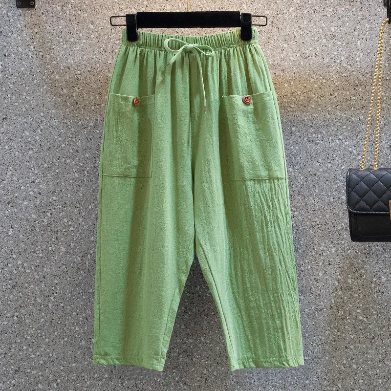 Plus Fat Plus Size Women Casual Cropped Trousers