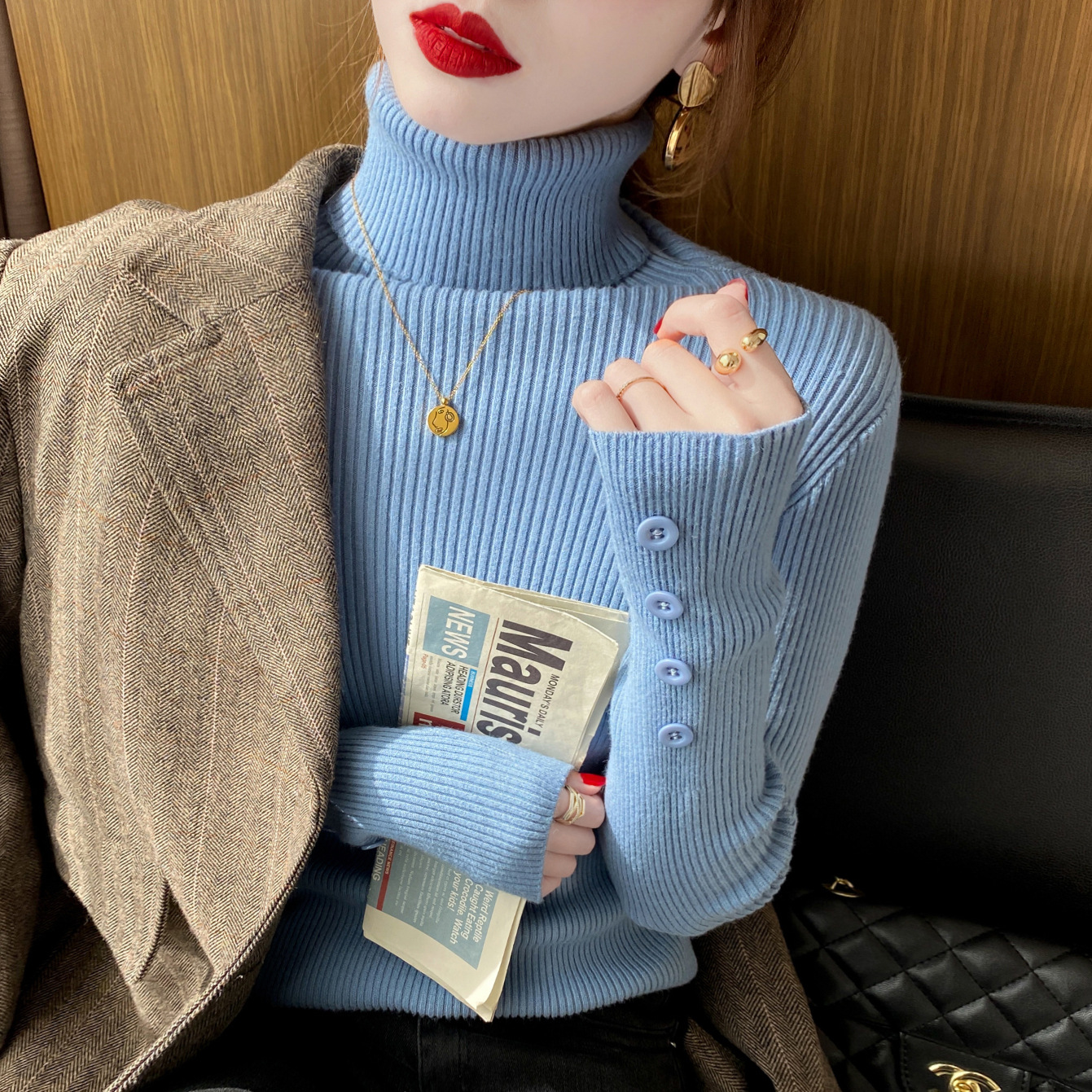 Autumn And Winter Soft Slim Long-sleeved Bottoming Shirt New Thick Warm Sweater Tide