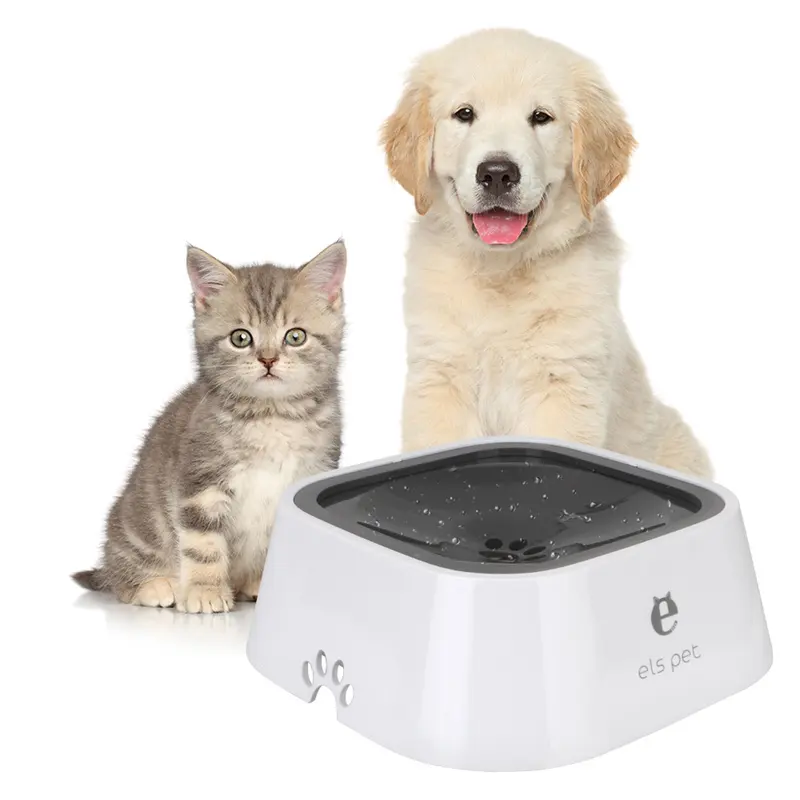 1.5L Cat Dog Water Bowl Carried Floating Anti-Overflow Slow Feeder