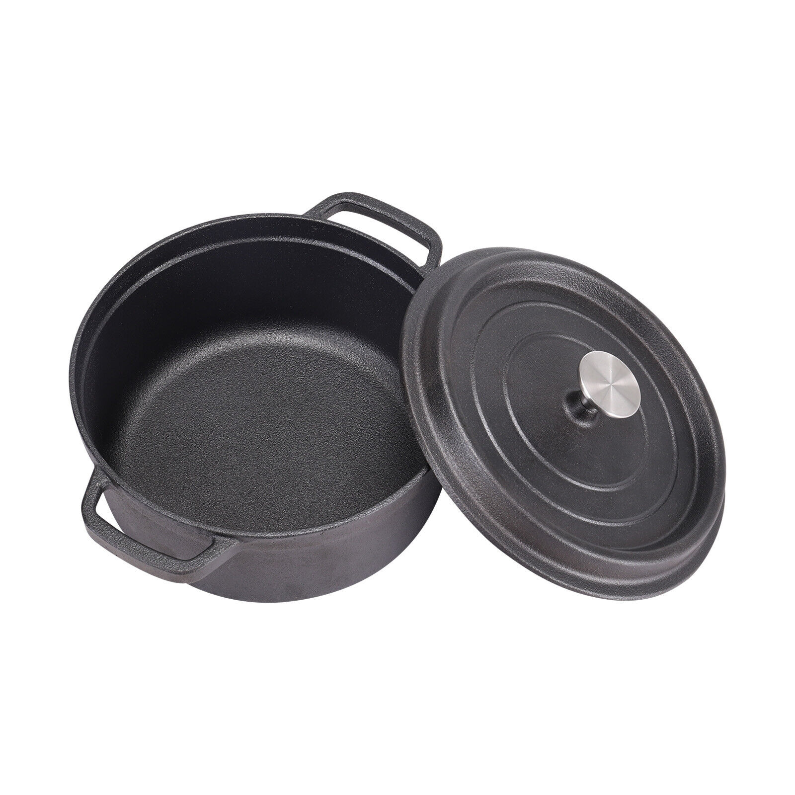Kitchen Cast Iron Casserole Dish Pot Pan Basting Lid Stew Stock Baking Loaf — image 10