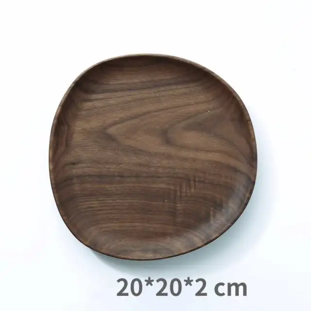 Black Walnut Dried Fruit Plate Dim Sum Dinner Shaped Medium Size 20X20X2Cm - Shop at LoveMi