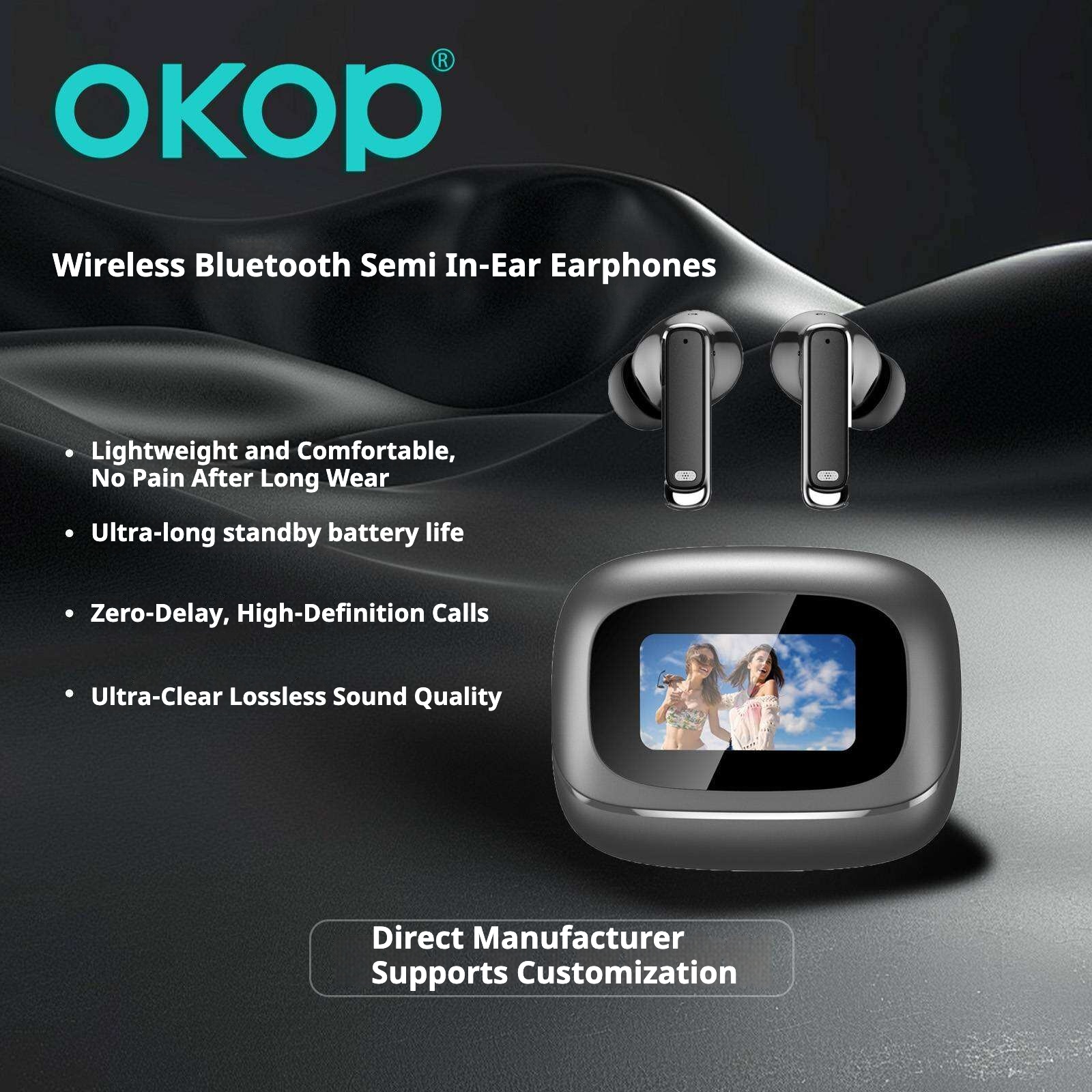 KP-219 Best-Selling Wireless Bluetooth Earbuds Smart AI Simultaneous Translation ENC Noise Cancellation And Digital Display Screen Factory Direct Sales 4