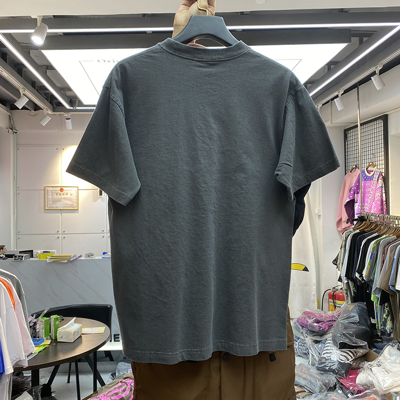 Flower Skeleton Printing Round Neck Wash Water Distressed Retro Loose Short Sleeves