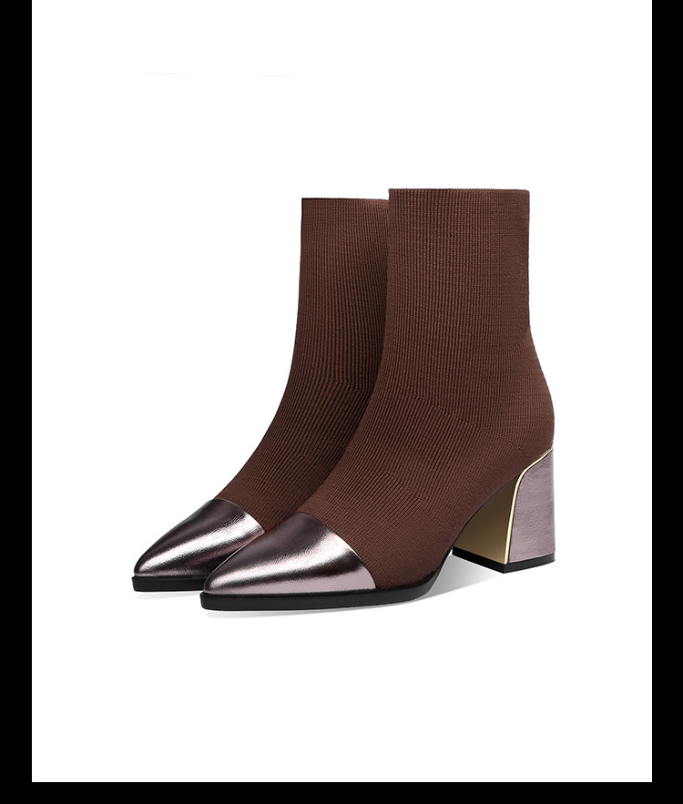 Women's Shoes Thick Heel Martin Boots Short Elastic Socks Boots