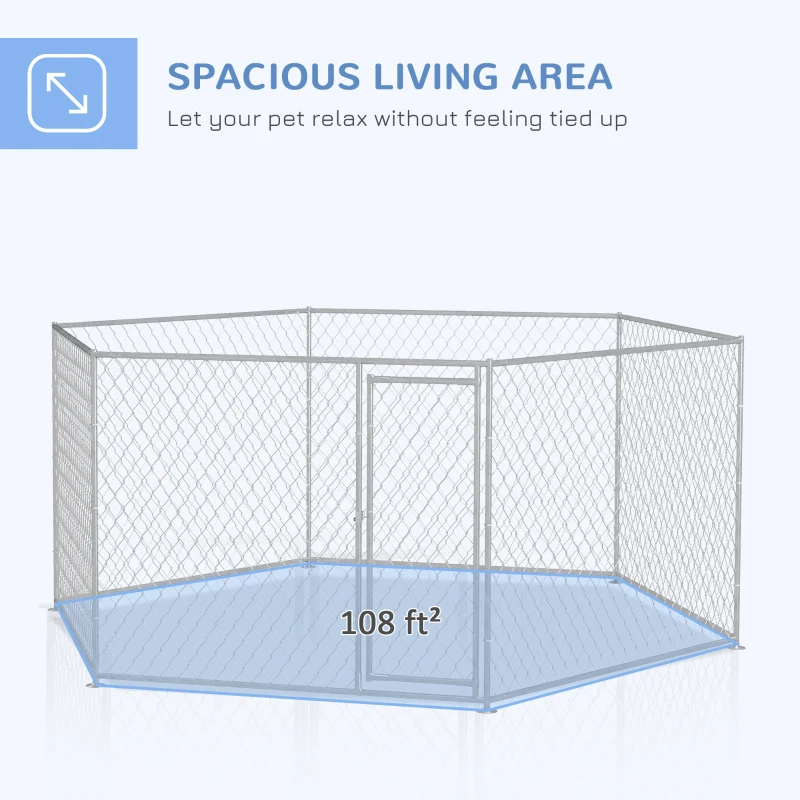 Dog Kennel Outdoor For Medium And Large-Sized Dogs With Lockable Door, Silver