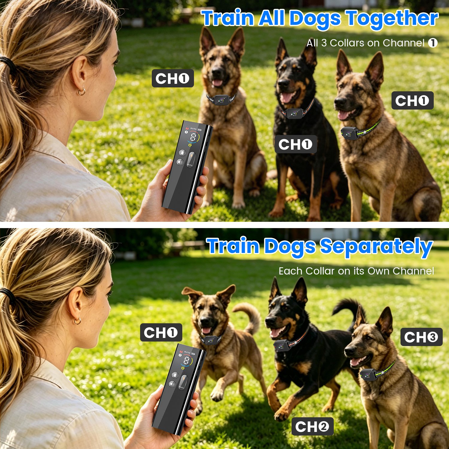 1Pc 2 In 1 Dog Shock And Bark Collar Dog Training Collar With Remote Rechargeable IP68 Waterproof With 3 Channels For Medium And Small Dogs — foto 15