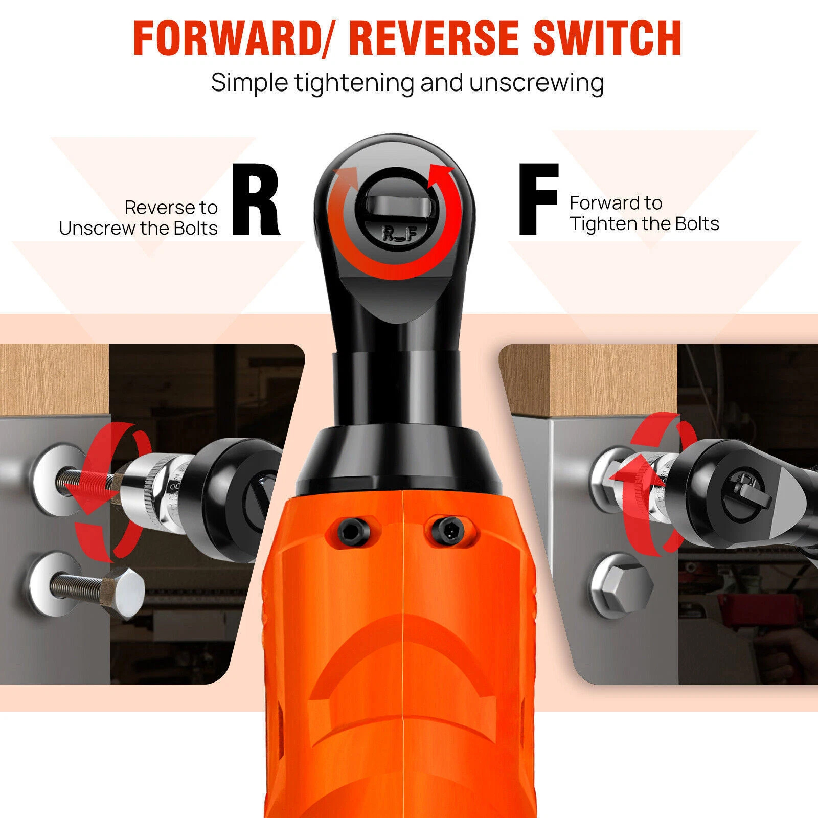 Cordless Electric Ratchet Wrench, 90 Degree Angle 200NM, 12V, 2 Batteries — image 8