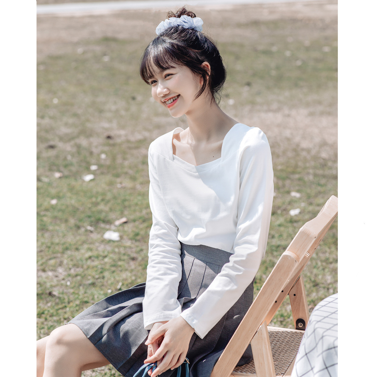 French Square Neck White T-shirt Women's Design Sense