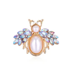 Fashion Alloy Bee Brooch With Diamonds And Pearls - Gold - View 1