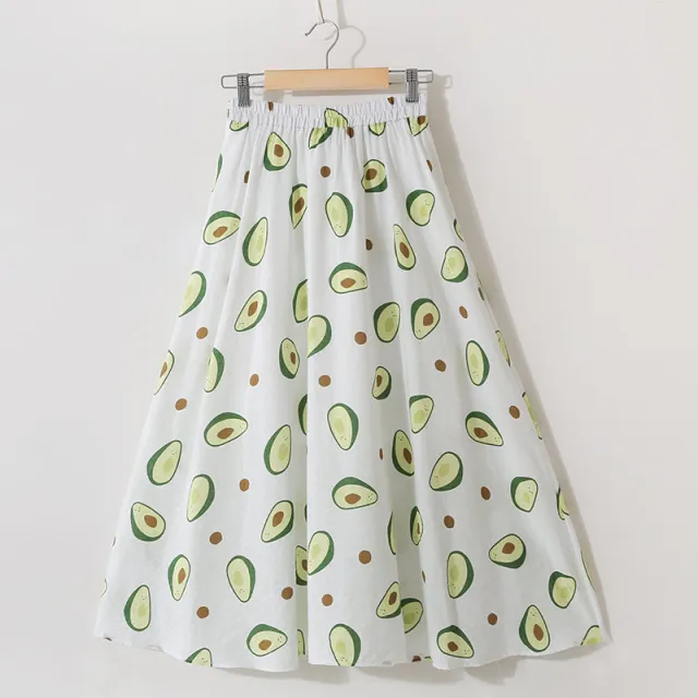 Small Flowers Simple Mid length Beach A line Skirt White - Shop at LoveMi