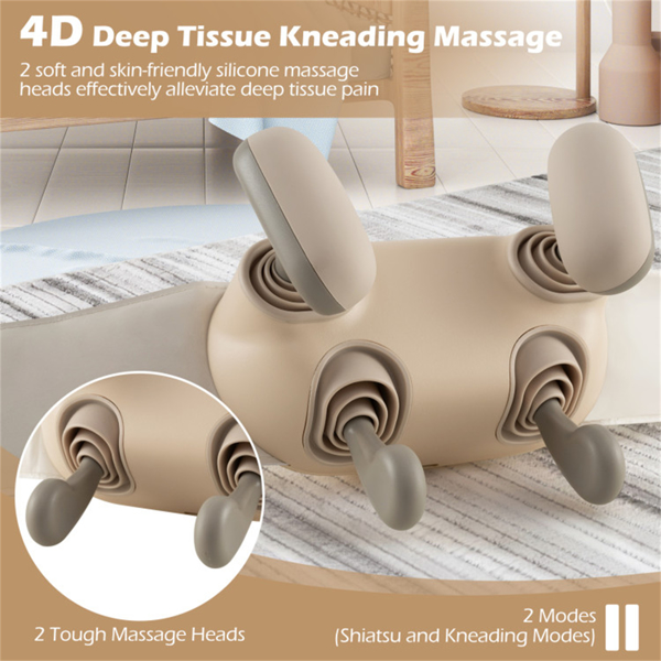 Neck Shoulder Massager - 4D Deep Tissue Kneading, 2 Modes & 2-Level Heat , Hands-Free Straps For Home Office Travel