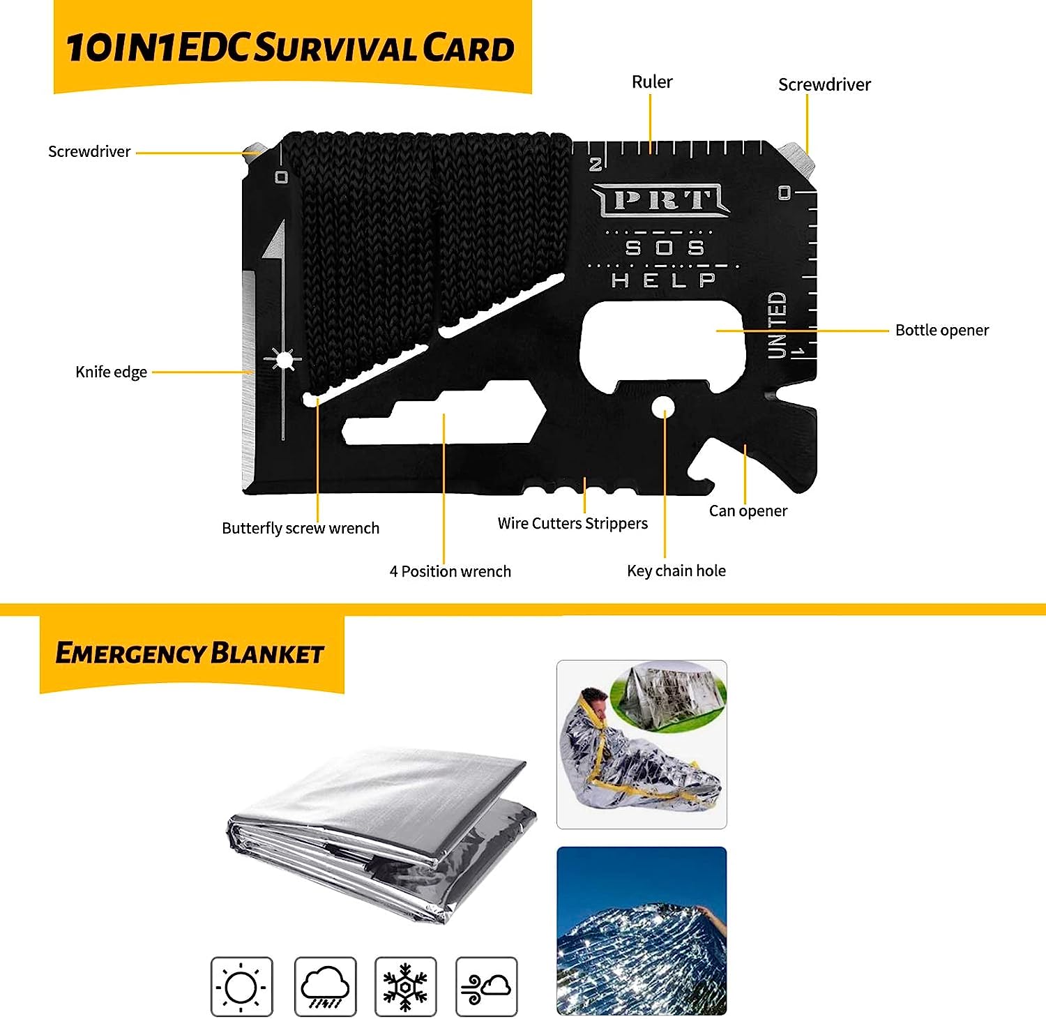 Antarctica Survival Gear Kit with 60 Tools including first aid, compass, carabiner, plier, wire saw, flashlight, fishing gear, camping utensils, whistle, and more. Lightweight, compact, and waterproof storage box. Ideal for hiking, camping, and wilderness