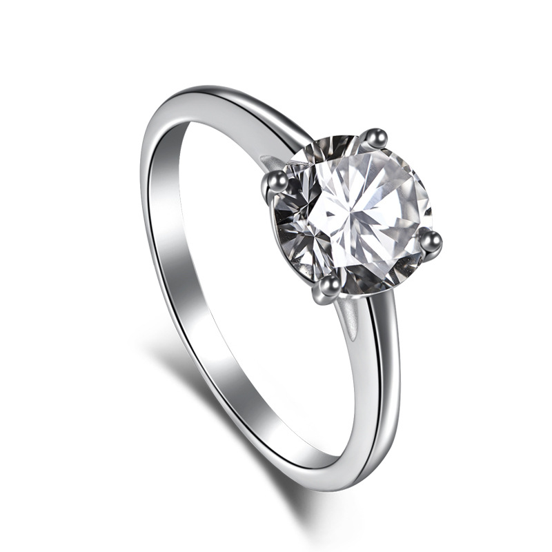 Real Factory Ring S925 Silver Imitation Diamond Classic Jewelry Inlaid Zircon Flash Diamond Mirror Bright Female Ring