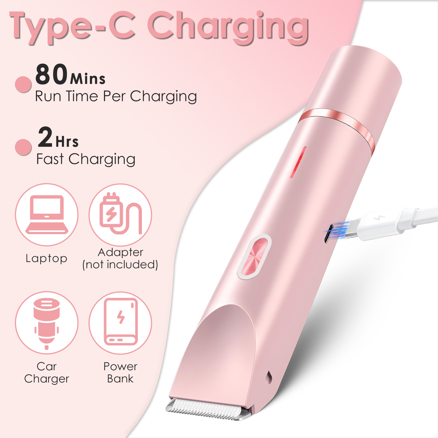 1Pc 2 In 1 Bikini Trimmer For Women Dual Head Cordless Body Shaver IPX7 Waterproof Rechargeable Pubic Hair Razor Wet And Dry Use For Bikini Underarm Leg Arm Body Face — foto 9