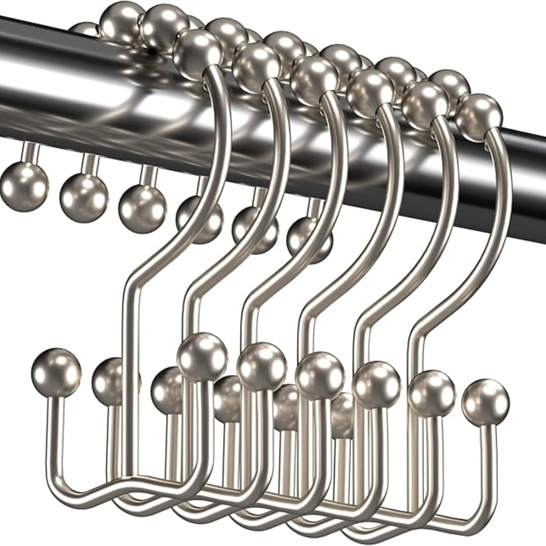 Shower Curtain Hooks Rings Rust Resistant Metal Double Glide Shower Hooks Rings For Bathroom Shower Rods Curtains