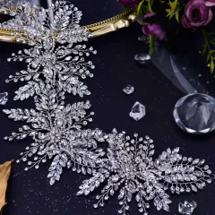 Bridal Wedding Tiara Luxury Handmade Rhinestone Headband - Silver - View 1