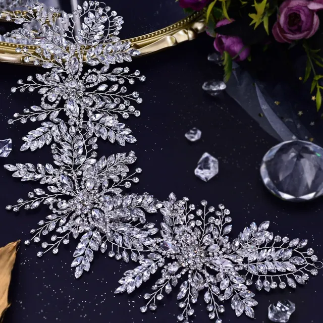 Bridal Wedding Tiara Luxury Handmade Rhinestone Headband Silver - Shop at LoveMi