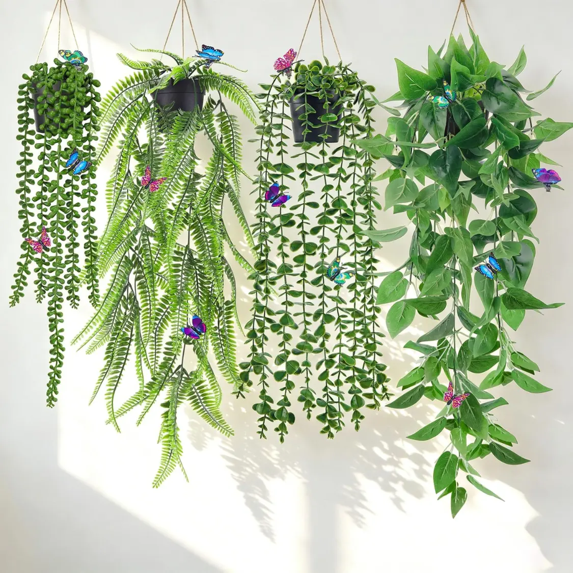 Fake Hanging Plants With Butterflies