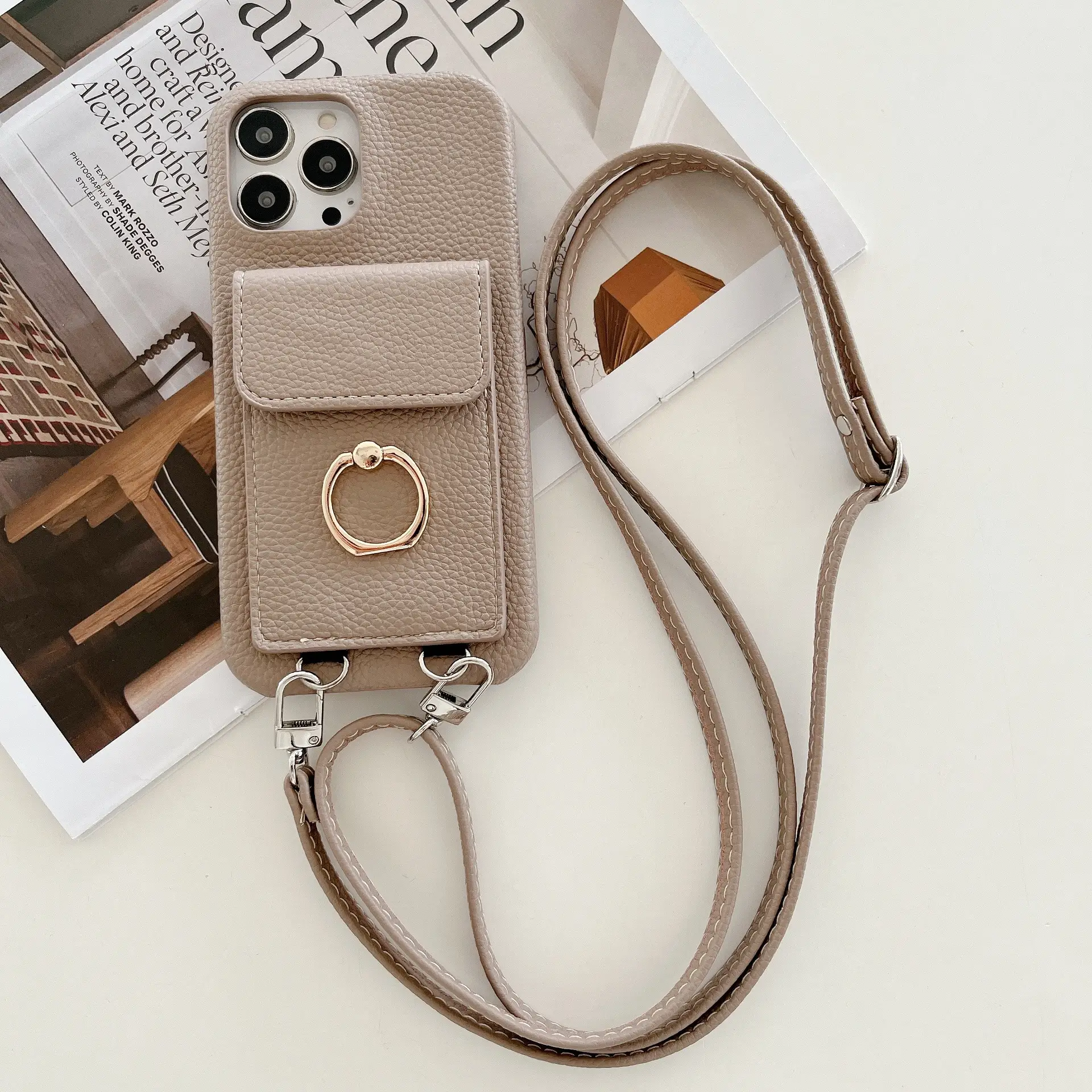Litchi Pattern With Multifunctional Stand Phone Case