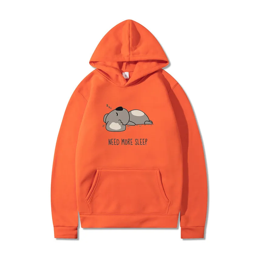 New Hooded Long-sleeved T-shirt Plus Velvet Loose Cartoon Top - Orange