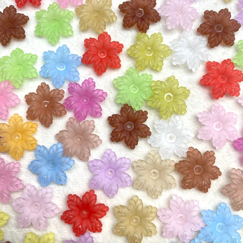 Matte Acrylic Snowflake Spacers, Frosted Scalloped Center-Drilled