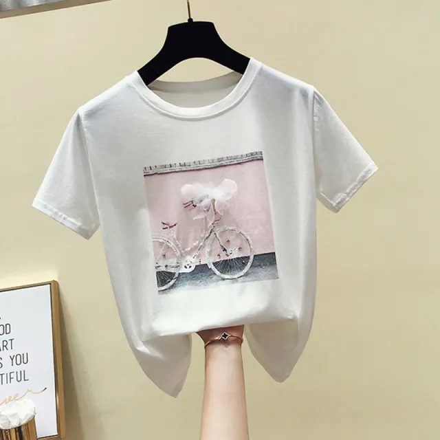 Summer Fashion With Loose Blouses, Women Cover Belly And Reduce Age, Short sleeved T shirts White - Shop at LoveMi