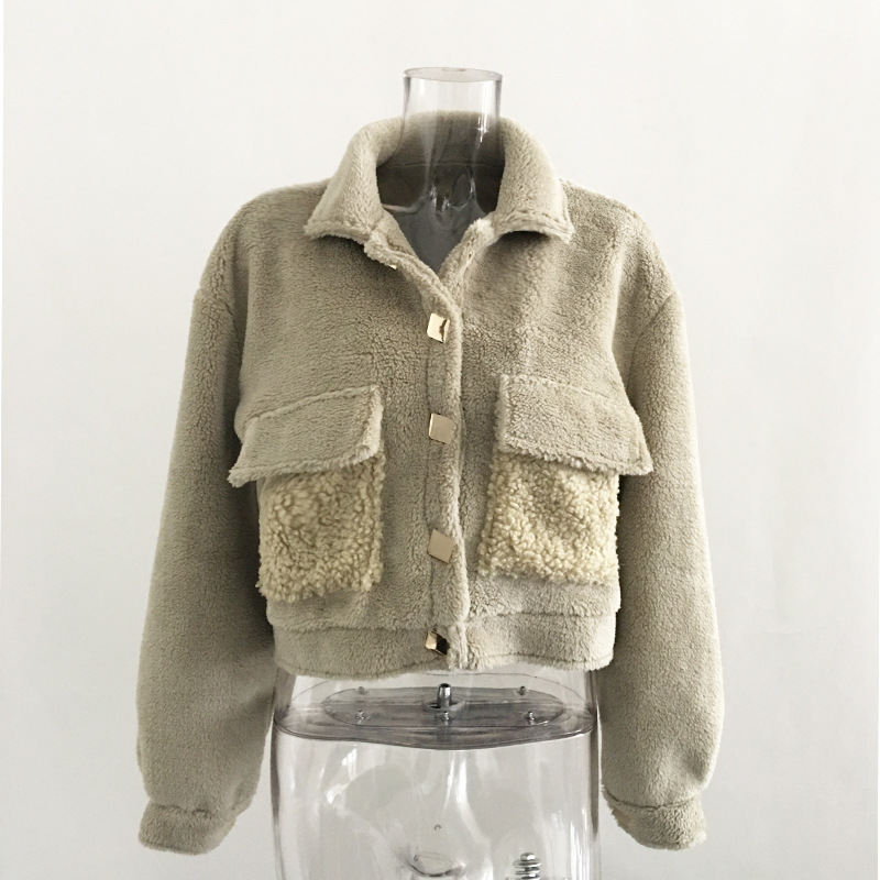 Warm European And American Faux Fur Jacket Female Green Gray