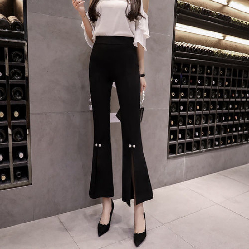 Women's Fashion Casual High Waist Flared Pants Pearl - Shop at LoveMi