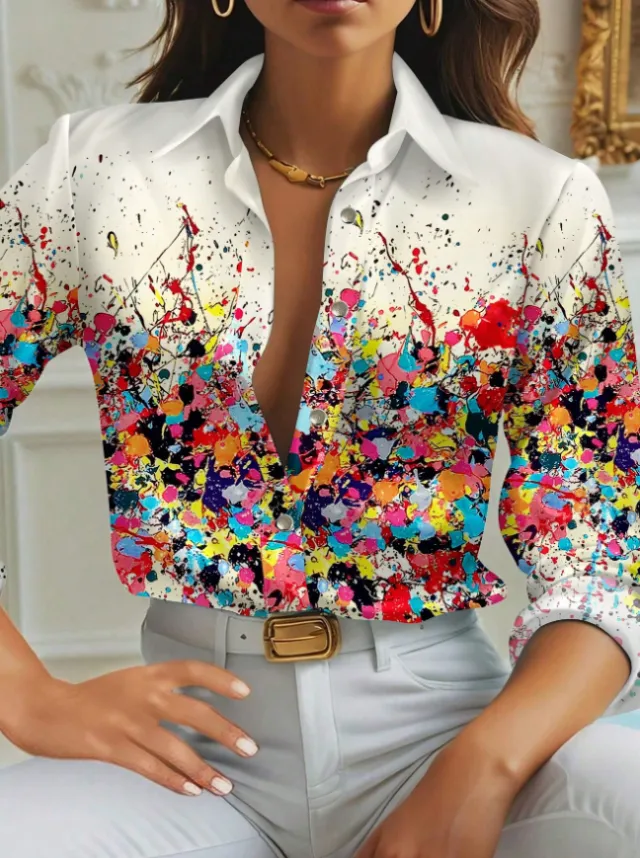 Women's Spring Summer Long Sleeve Casual Shirt Multicolour - Shop at LoveMi