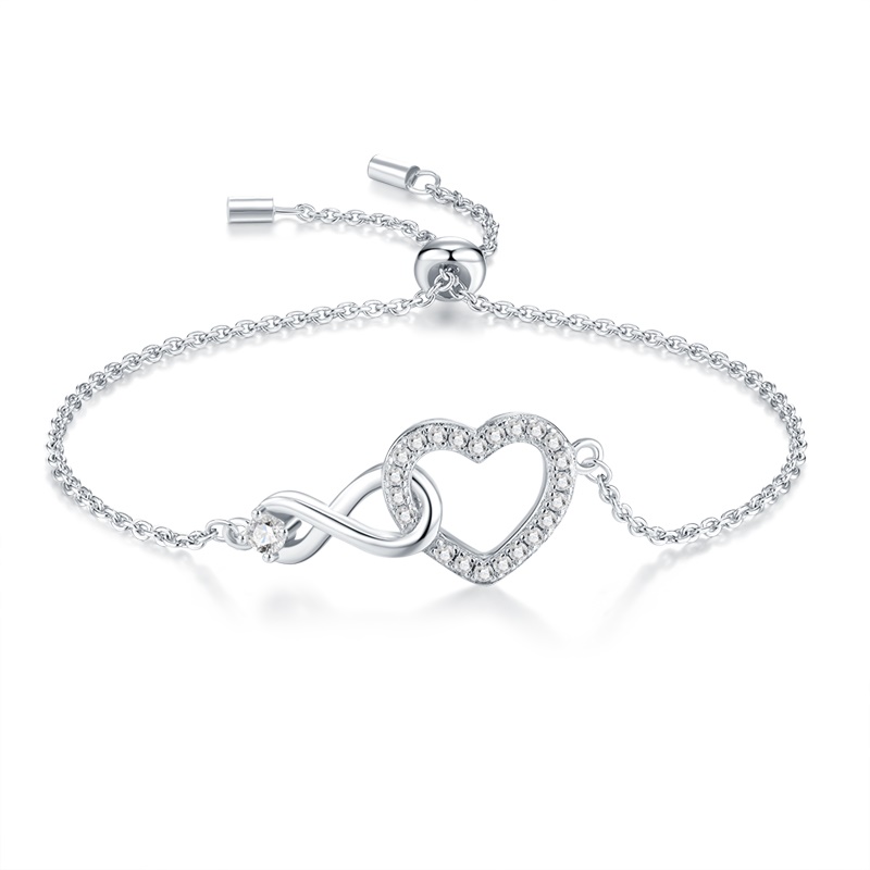 A Luxurious And Fashionable Minimalist Jewelry Bracelet Featuring Top-quality Moissanite, Made Of S925 Silver Electroplated With Platinum.