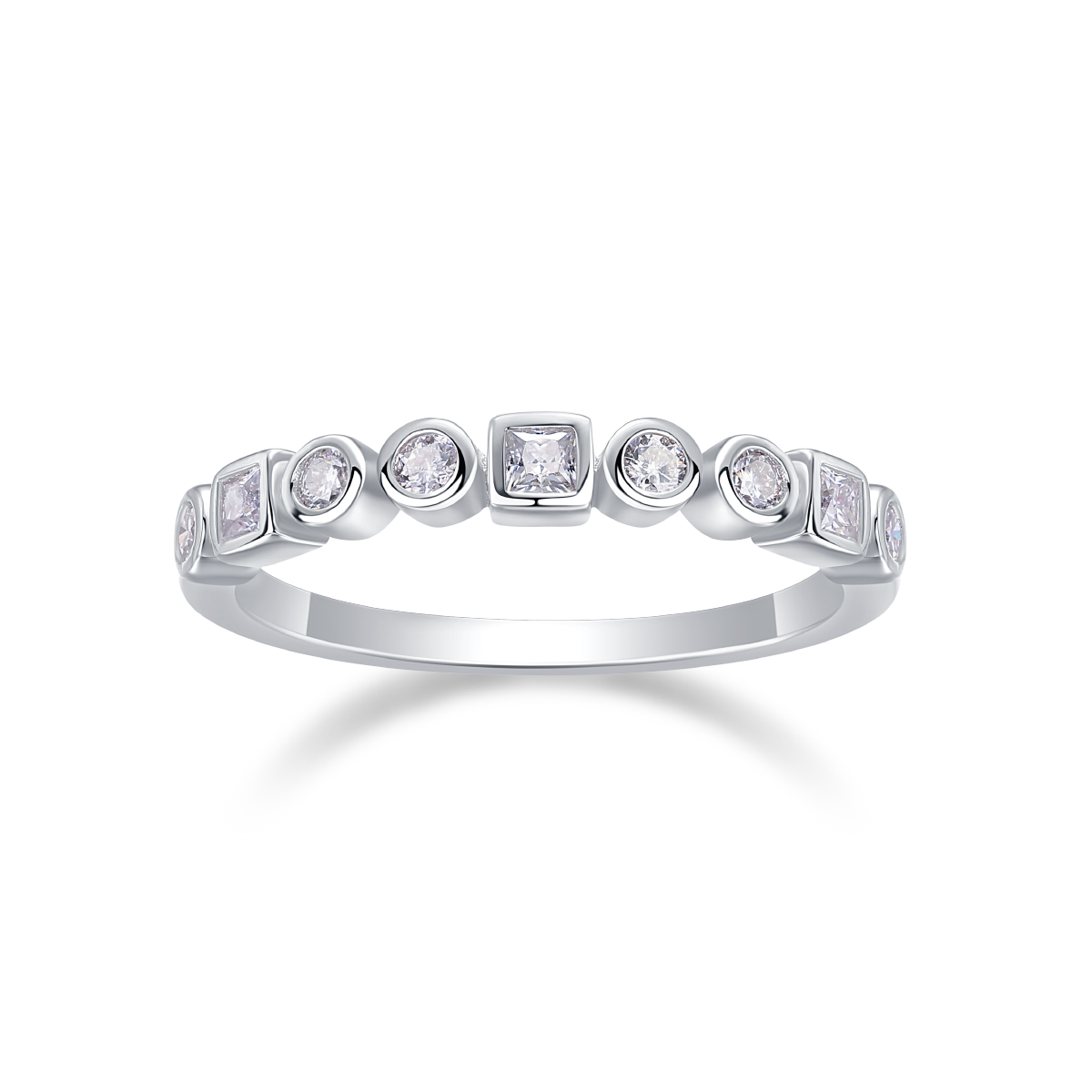 Platinum-Plated Moissanite Half Eternity Ring