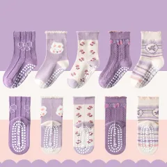 Children's Socks Spring And Autumn Baby Socks Cartoon Middle Tube - Dispensing Glue - View 1