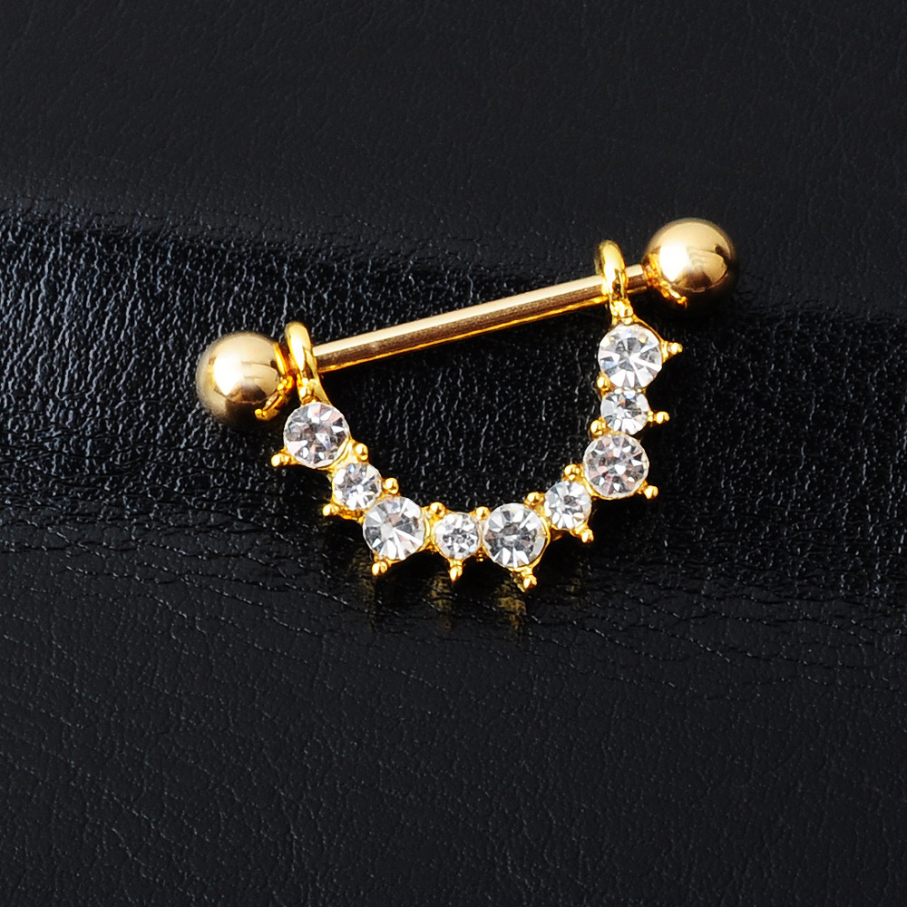 Title 4, Nipple Ring U-shaped Diamond Nipple Ring Orname...