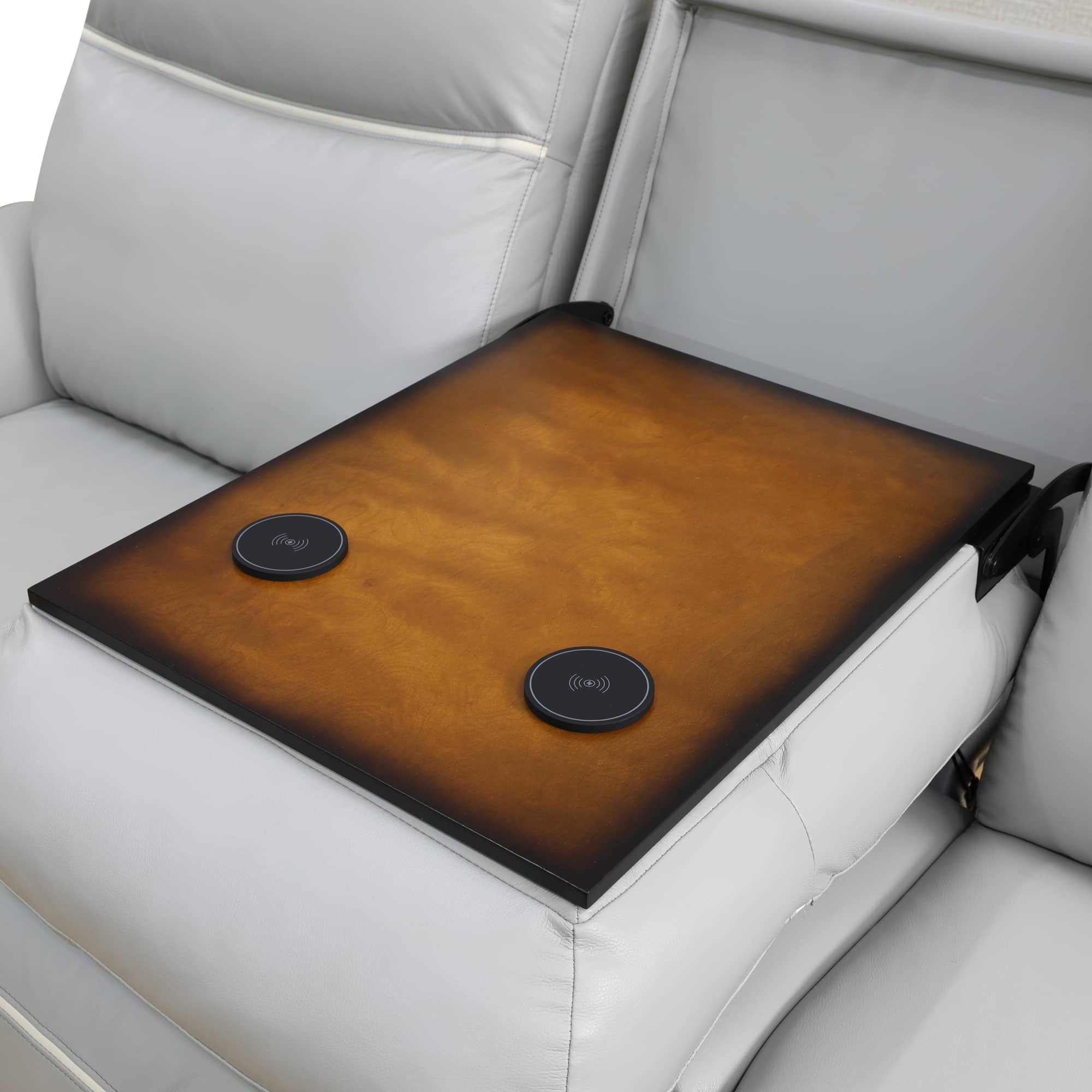 Pickup Only--Light Grey Breathing Leather 3-Piece Living Room Recliner Sofa Set