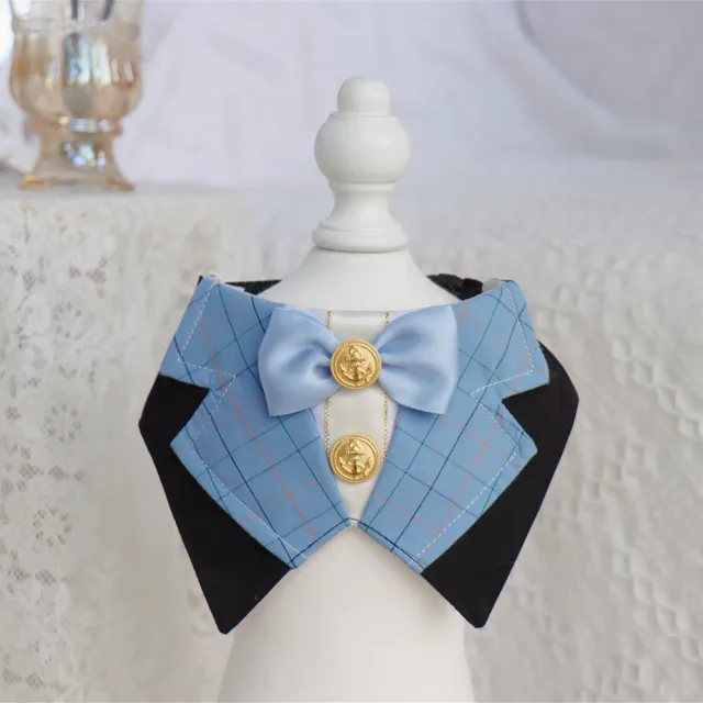 Pet Cat Dog British Academy Style Bib Tie Blue Line - Shop at LoveMi