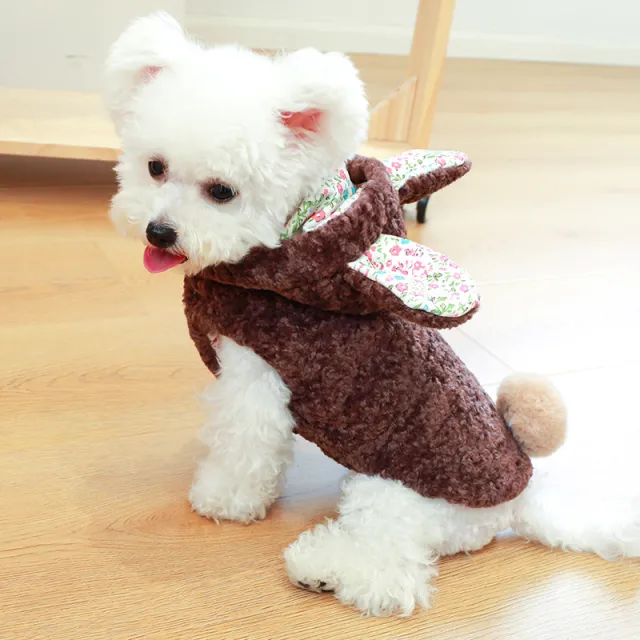 Pet Dog Floral Rabbit Big Ear Cotton Coat Brown - Shop at LoveMi