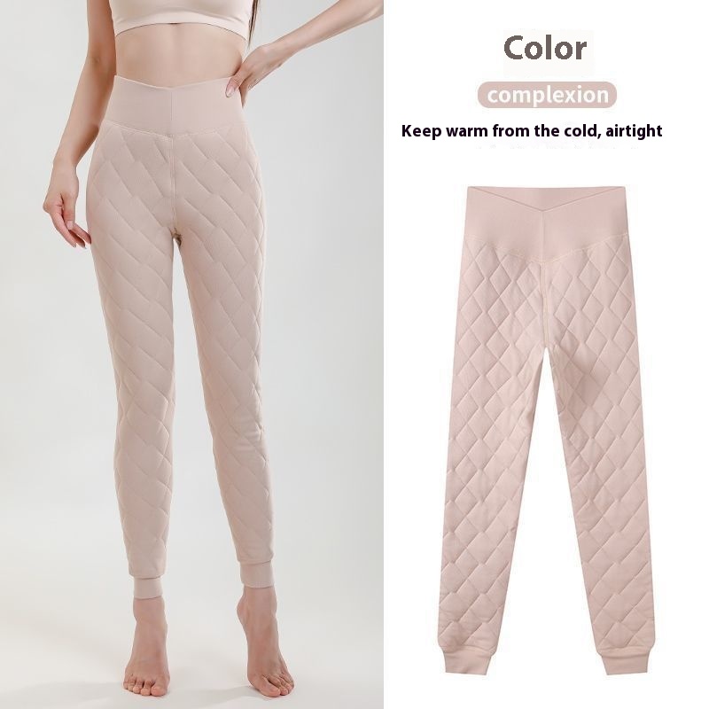 Теплые утолщенные кашемировые леггинсы, зимние брюки с ромбической строчкой, верхняя одежда, тонкие брюки с высокой талией, женская одежда