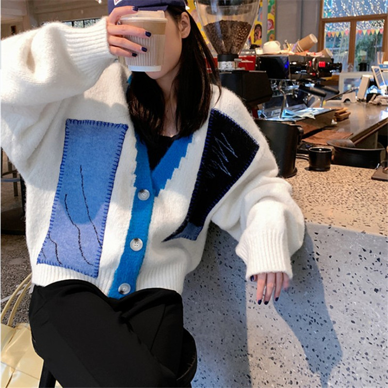 Women's Fashion Loose Korean Long Sleeve Knit Jacket