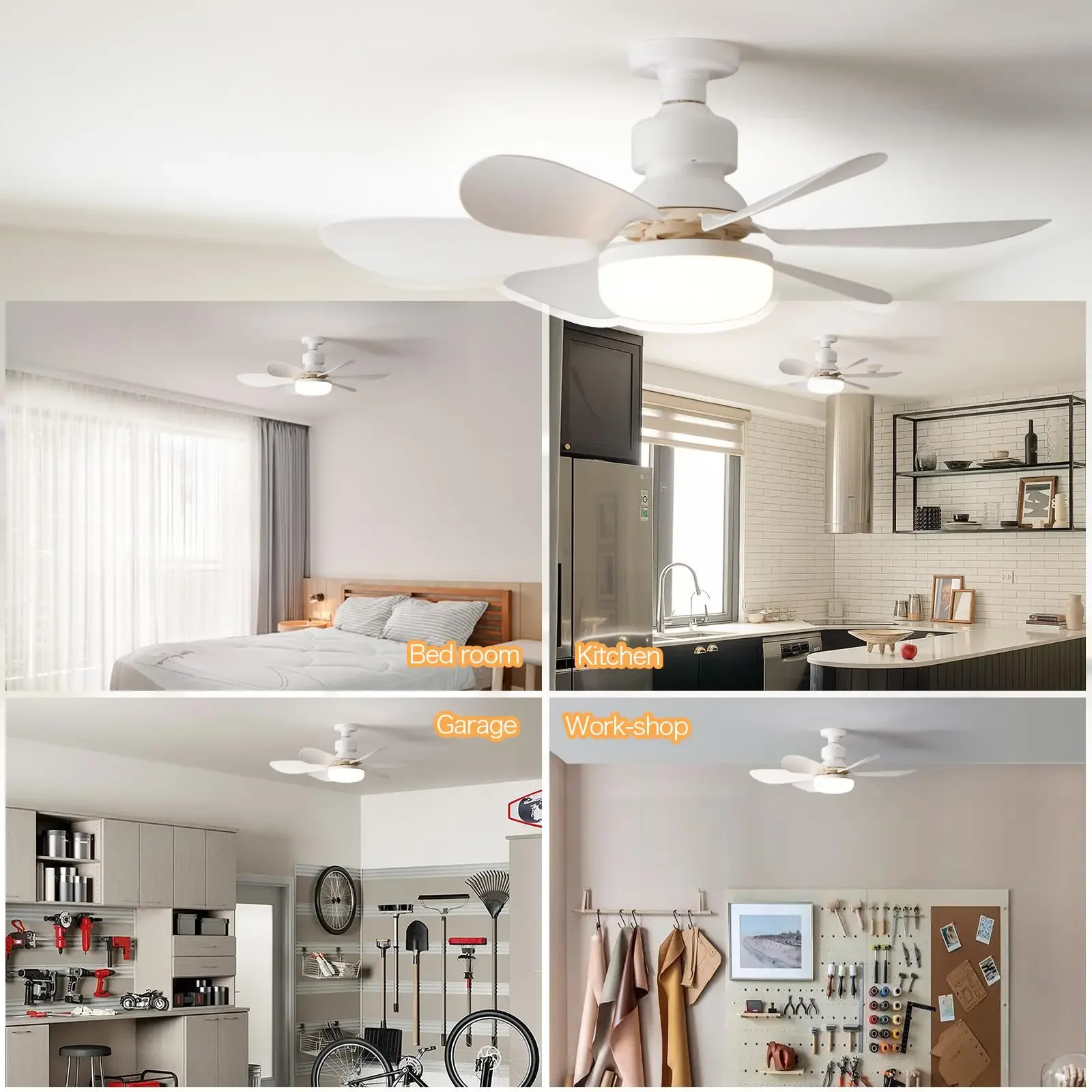 Modern Led Ceiling Fan With Light Dimmable E27 Bedroom Living Room Lamp 30W — image 3
