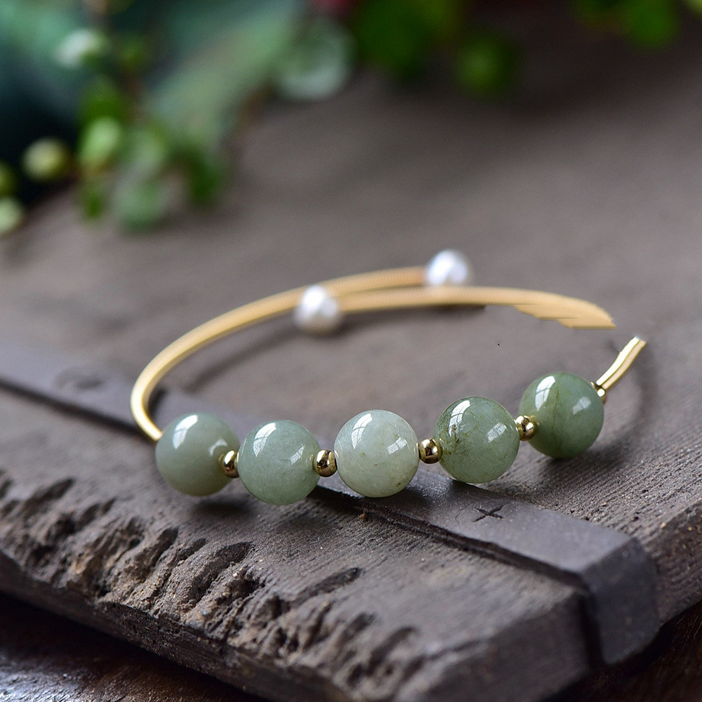 Natural Jadeite Ice Seed Oil Green Bracelet Women