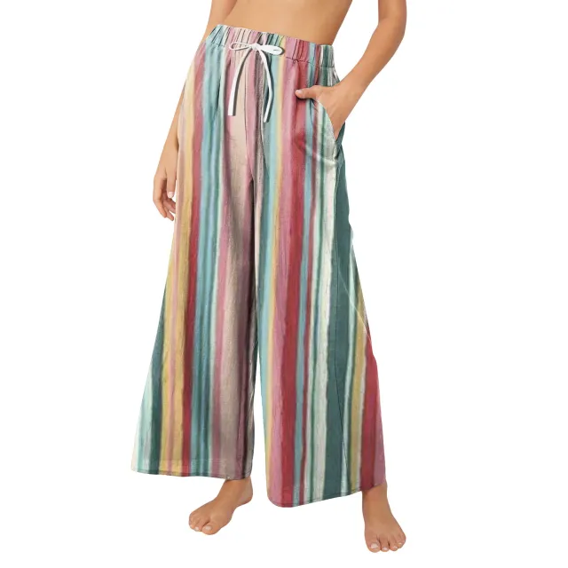 Fashion Loose Striped Printed Casual Pants Pink - Shop at LoveMi