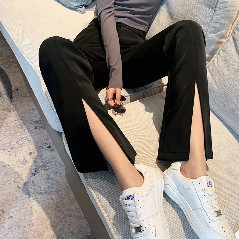 High Waist Slim Wide Leg Straight Mopping Pants