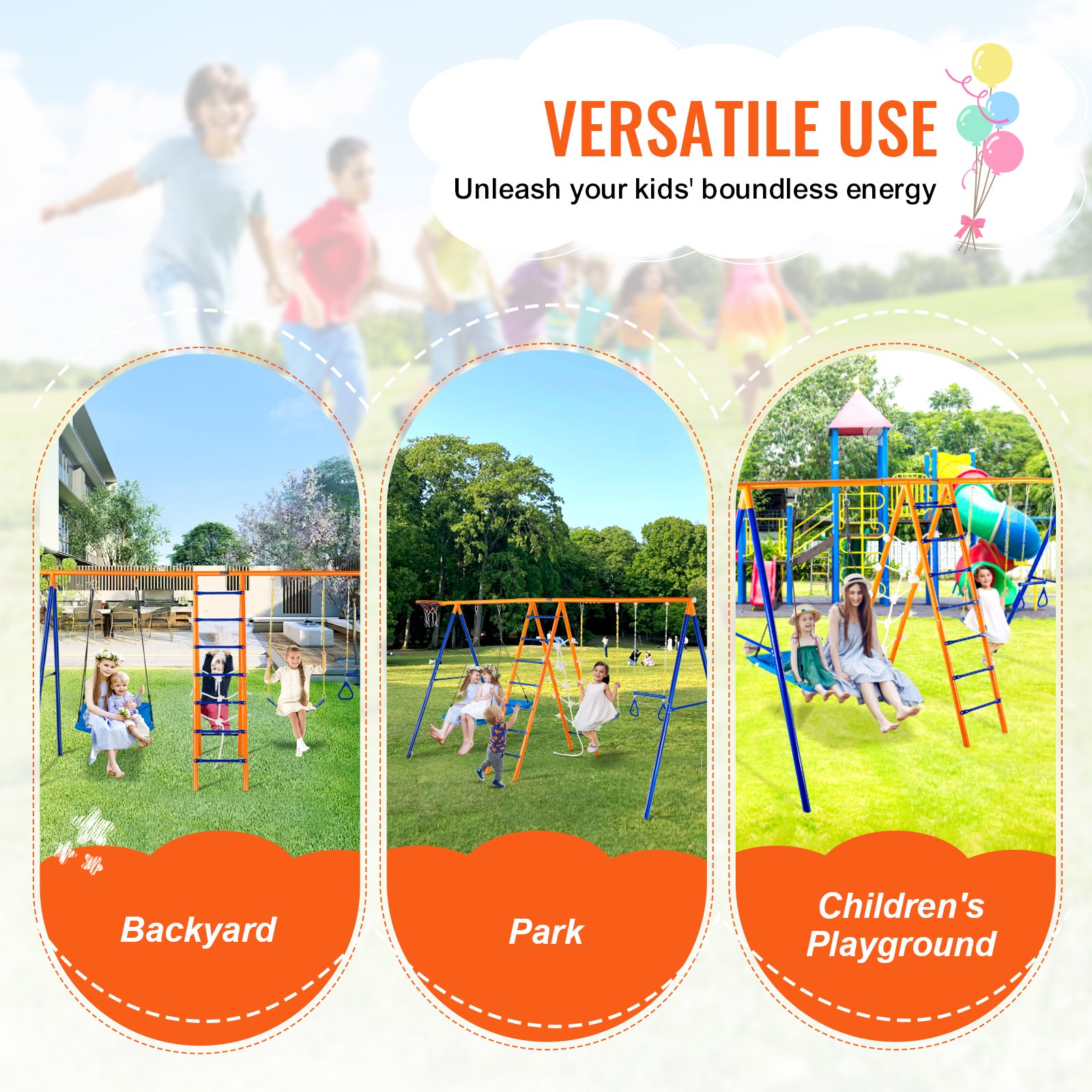 Swing Sets For 6 In 1 Swing Set 440lbs Capacity Metal Swingset — foto 8