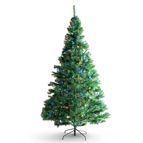 VEVOR Christmas Tree, 6.5ft Prelit Artificial Xmas Tree, Full Holiday Decor Tree With 450 Multi-Color LED Lights, 1227 Branch Tips, Metal Base For Home Party Of